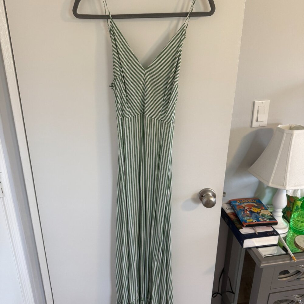 Forever 21 Green and White Smocked Dress